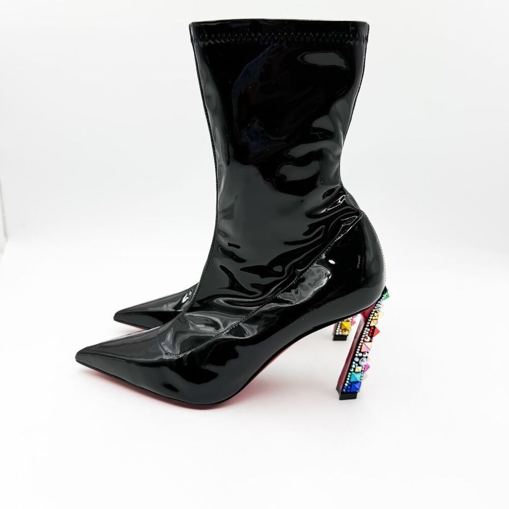 Christian Louboutin x Marvel Patent Leather Embellished Boots EU 36.5 US 6.5